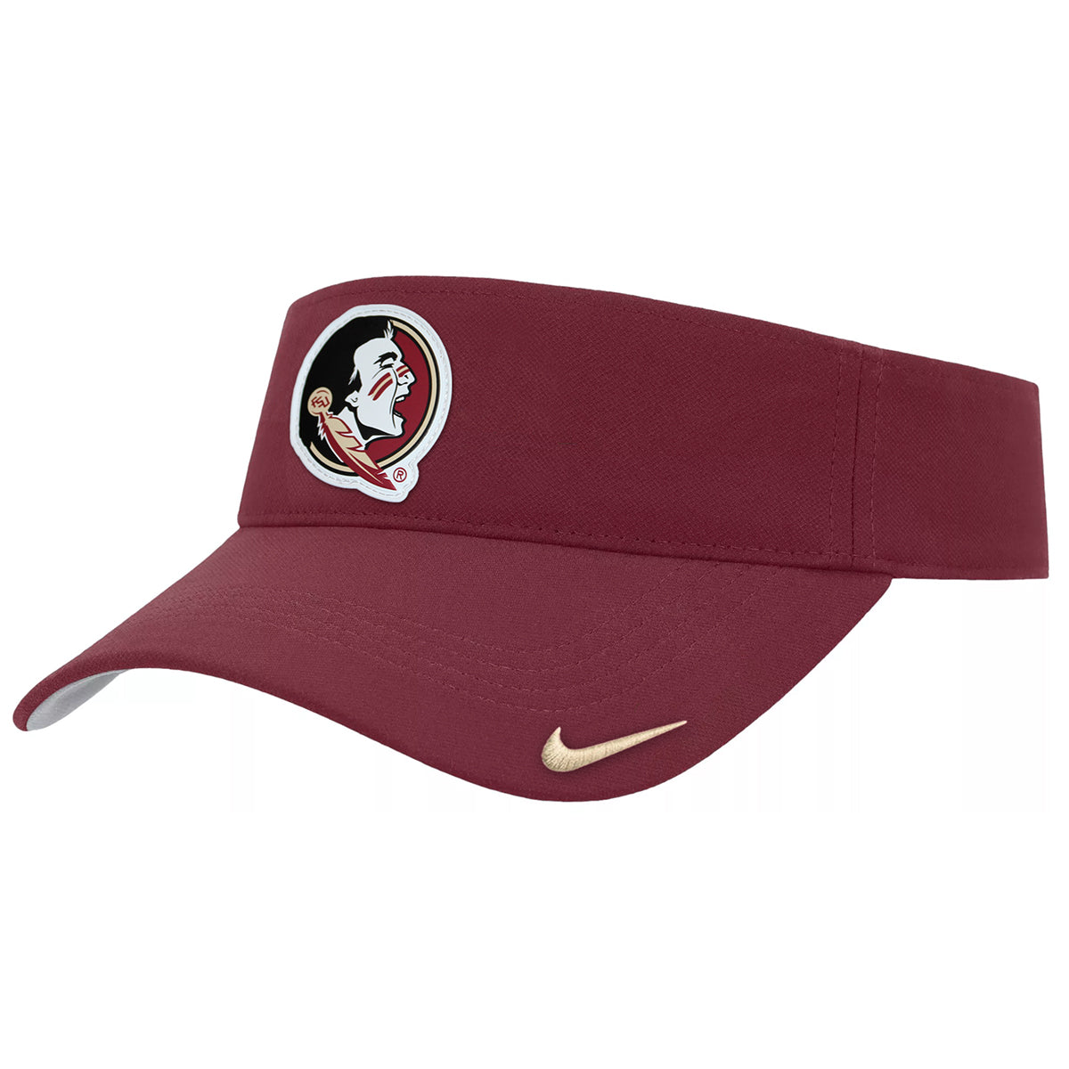Nike Men's Seminole Logo Patch Adjustable Dri-fit Ace Swoosh Visor - G â Garnet & Gold