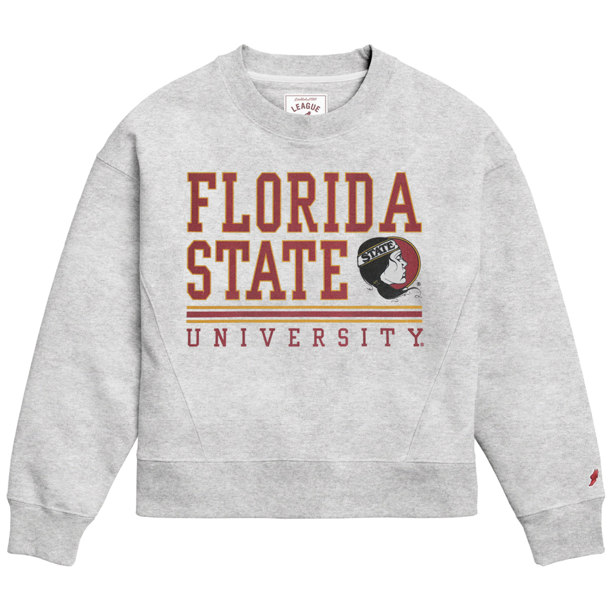 NCAA Florida State Seminoles Women's Burnout Fleece Pullover | Charcoal Oversized Crewneck Sweatshirt