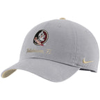 Nike Men's Seminole Logo Tallahassee FL Adjustable Club Structured Cap - Wolf Grey