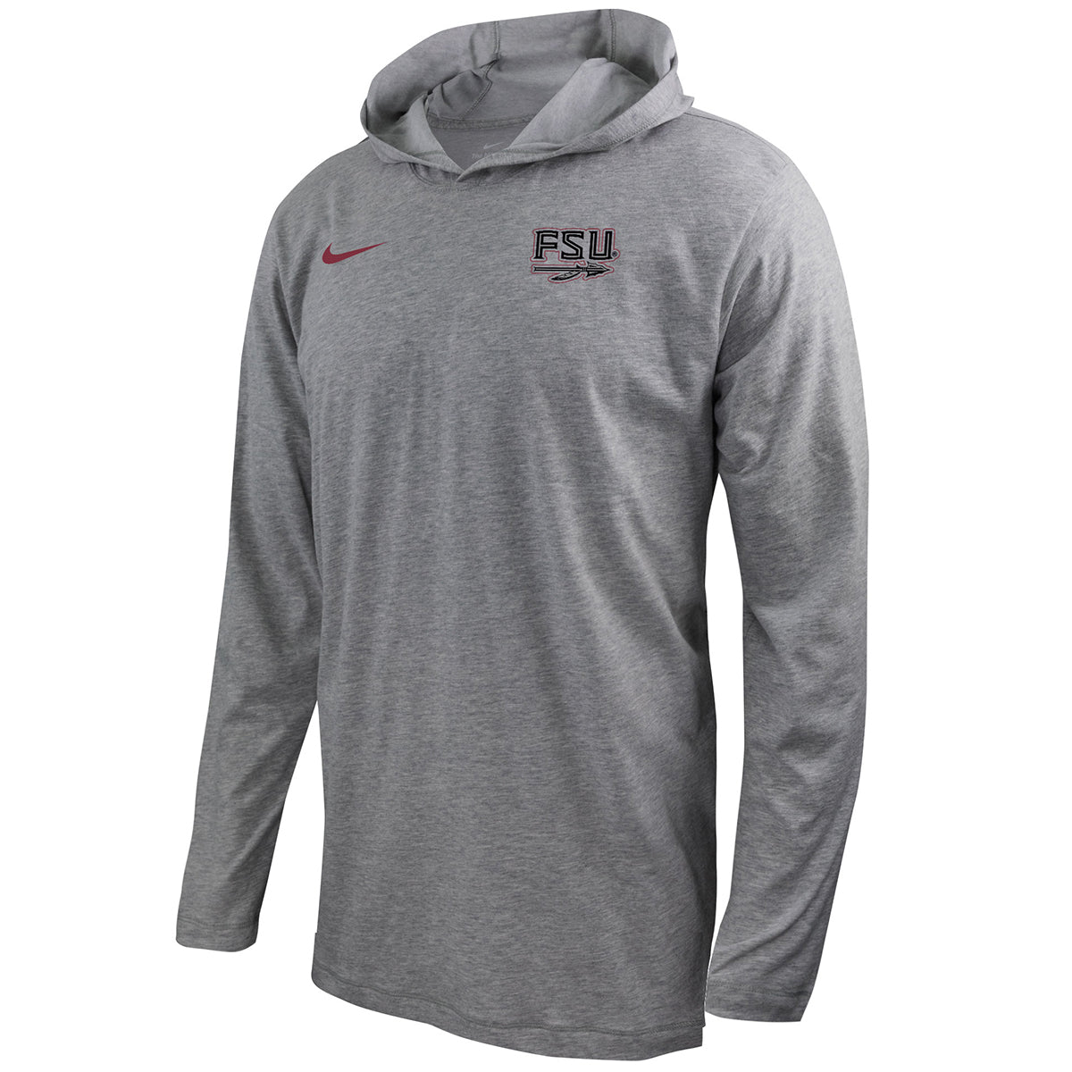 Nike Adult/Unisex FSU Spear Logo DFCT Hooded Long Sleeve T-shirt - Dark Grey