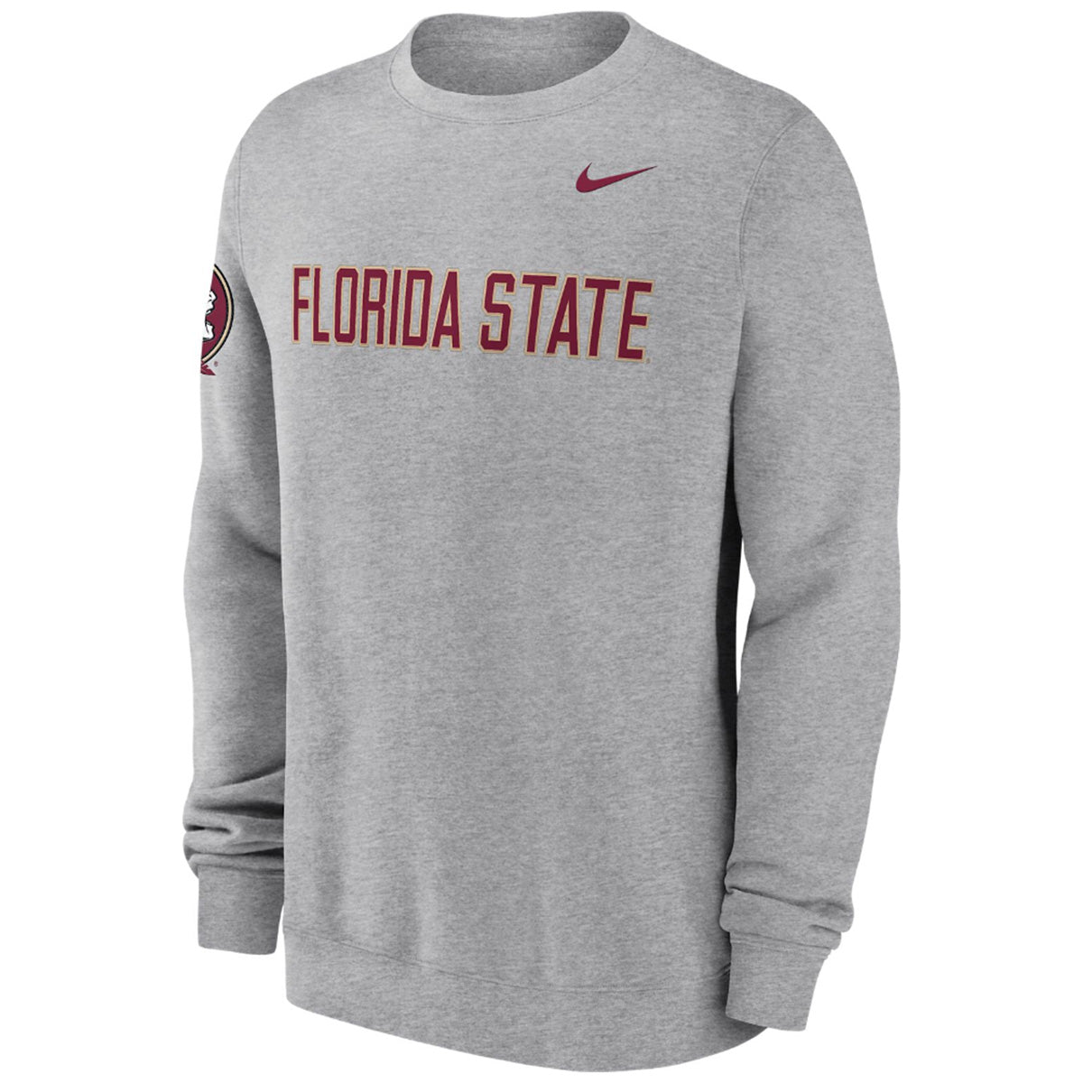 Nike Men's Florida State Club Crew Fleece - Dark Grey Heather