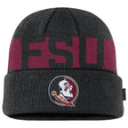 Nike Men's FSU Seminole Logo Utility Gameday Cuffed Knit Beanie - Black