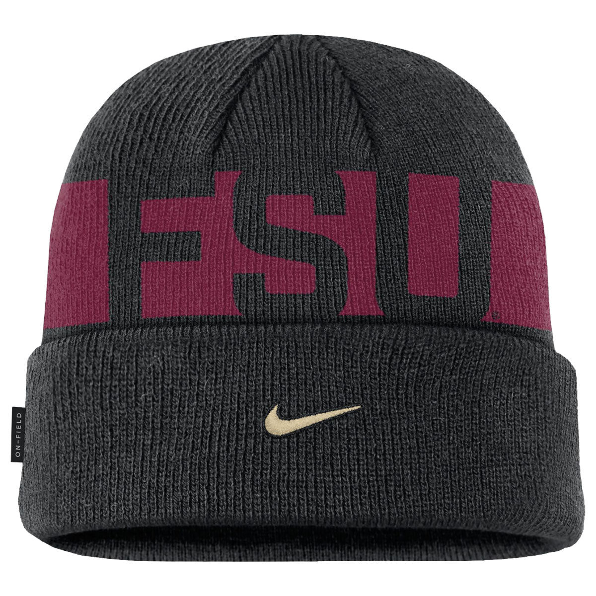 Nike Men's FSU Seminole Logo Utility Gameday Cuffed Knit Beanie - Black