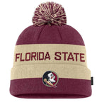 Nike Florida State Seminole Logo Peak Gameday Cuffed Pom Beanie - Garnet/Gold