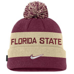 Nike Florida State Seminole Logo Peak Gameday Cuffed Pom Beanie - Garnet/Gold