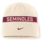 Nike FSU Spear Seminoles Peak Primetime Utility Cuffed Beanie - Natural/Garnet