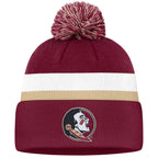Nike Men's Seminole Logo/Seminoles Peak Campus Standard Cuff Pom Beanie - Garnet/White/Gold