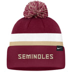 Nike Men's Seminole Logo/Seminoles Peak Campus Standard Cuff Pom Beanie - Garnet/White/Gold