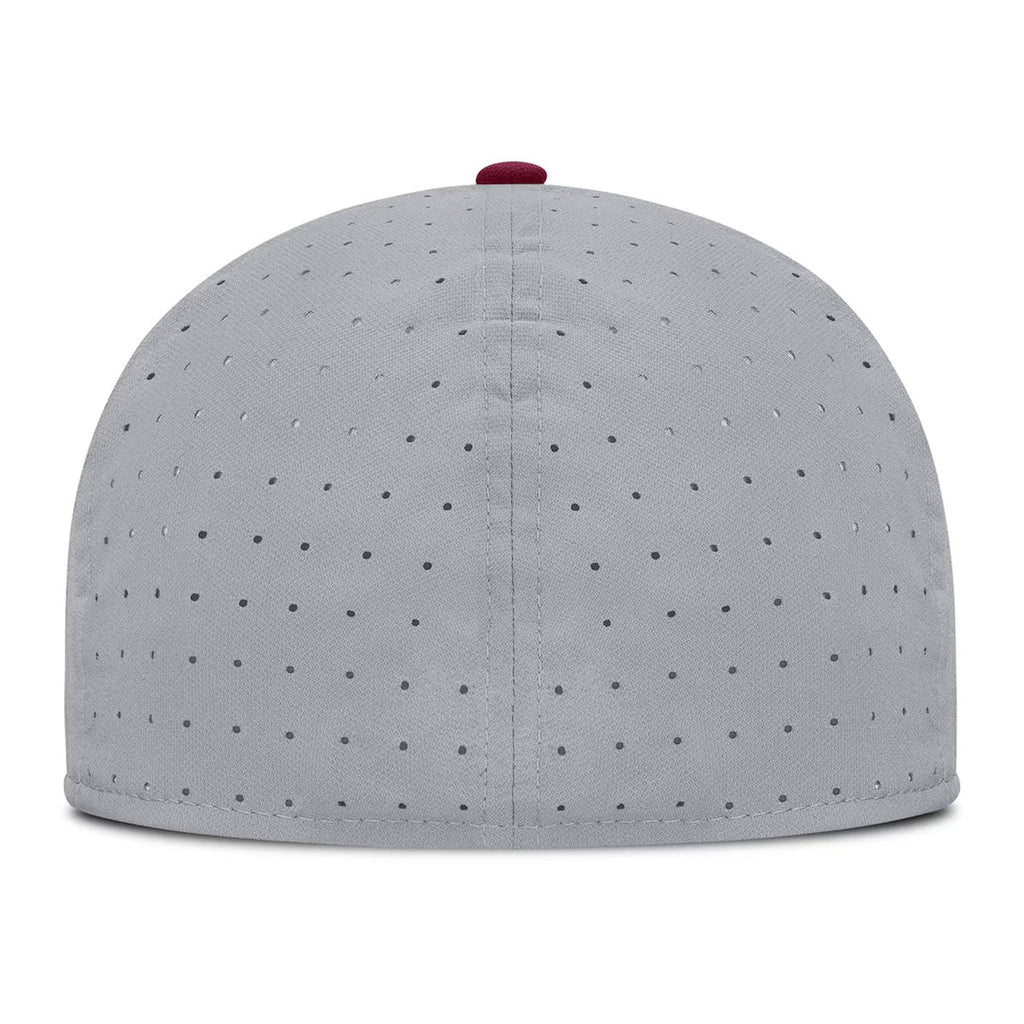 Nike Men's Interlocking FS Dri-fit True Structured Aero Bill Fitted Hat - Grey/Garnet