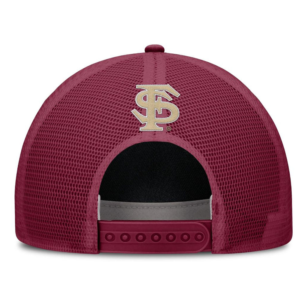 Nike Seminoles Homeplate Design Coach's Dri-fit Rise Adjustable Trucker Hat - Garnet