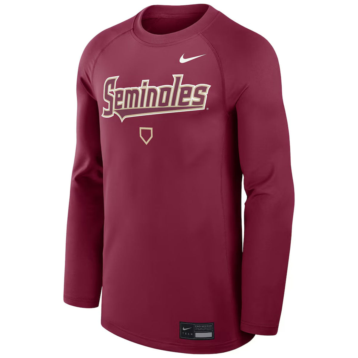 Nike Men's Seminoles Homeplate Design Dugout Game Time Long Sleeve Crew - Garnet