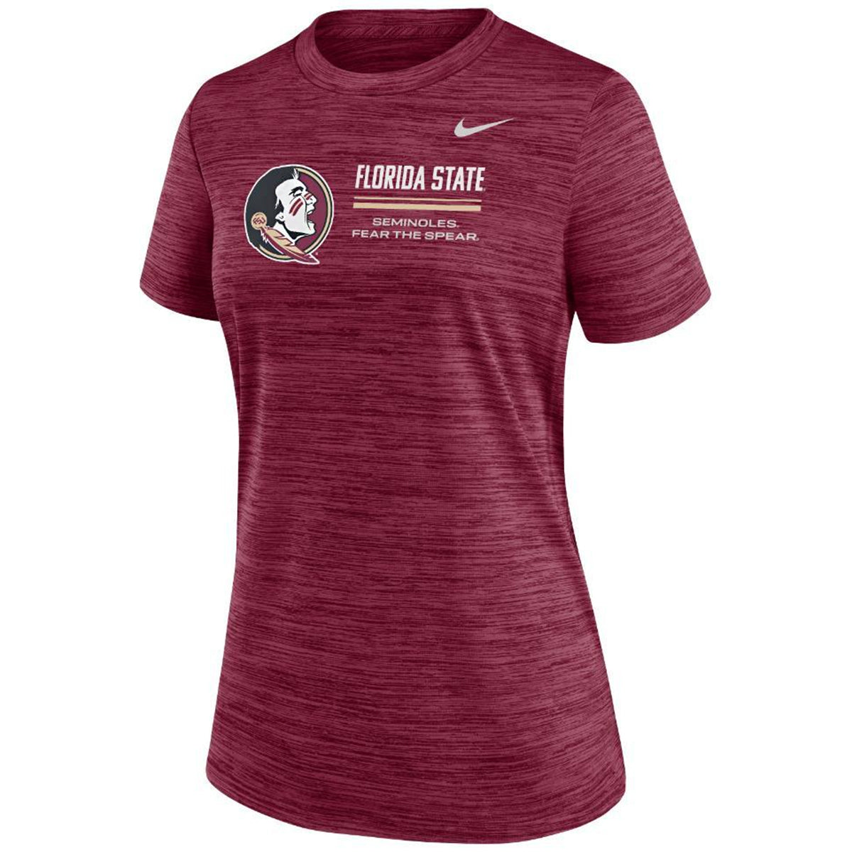 Nike Women's Seminole Logo/Florida State Seminoles Design Short Sleeve Velocity T-shirt - Garnet