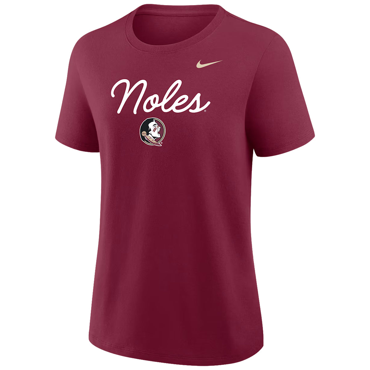 Nike Women's Noles Seminole Logo Short Sleeve Script Mantra T-shirt - Garnet
