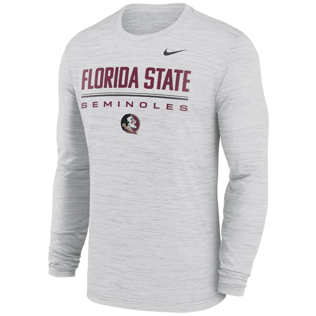 Nike Men's Florida State Seminoles/Seminole Logo Long Sleeve Dri-fit Velocity T-shirt - White