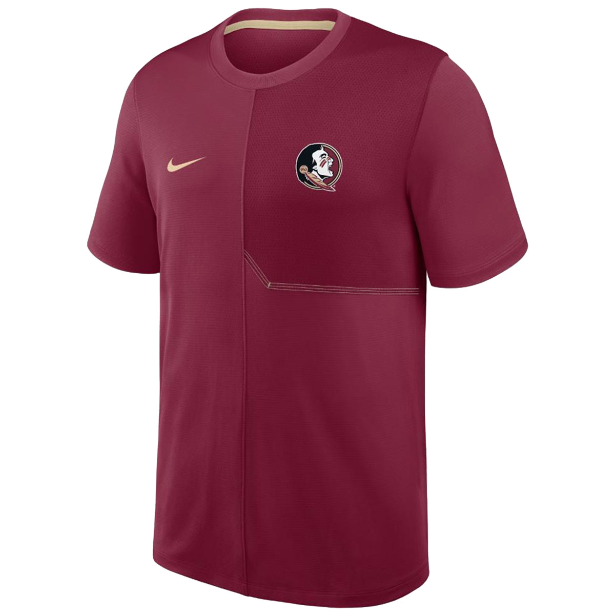 Nike Men's Seminole Logo Dri-fit Short Sleeve Coach UV Top - Garnet