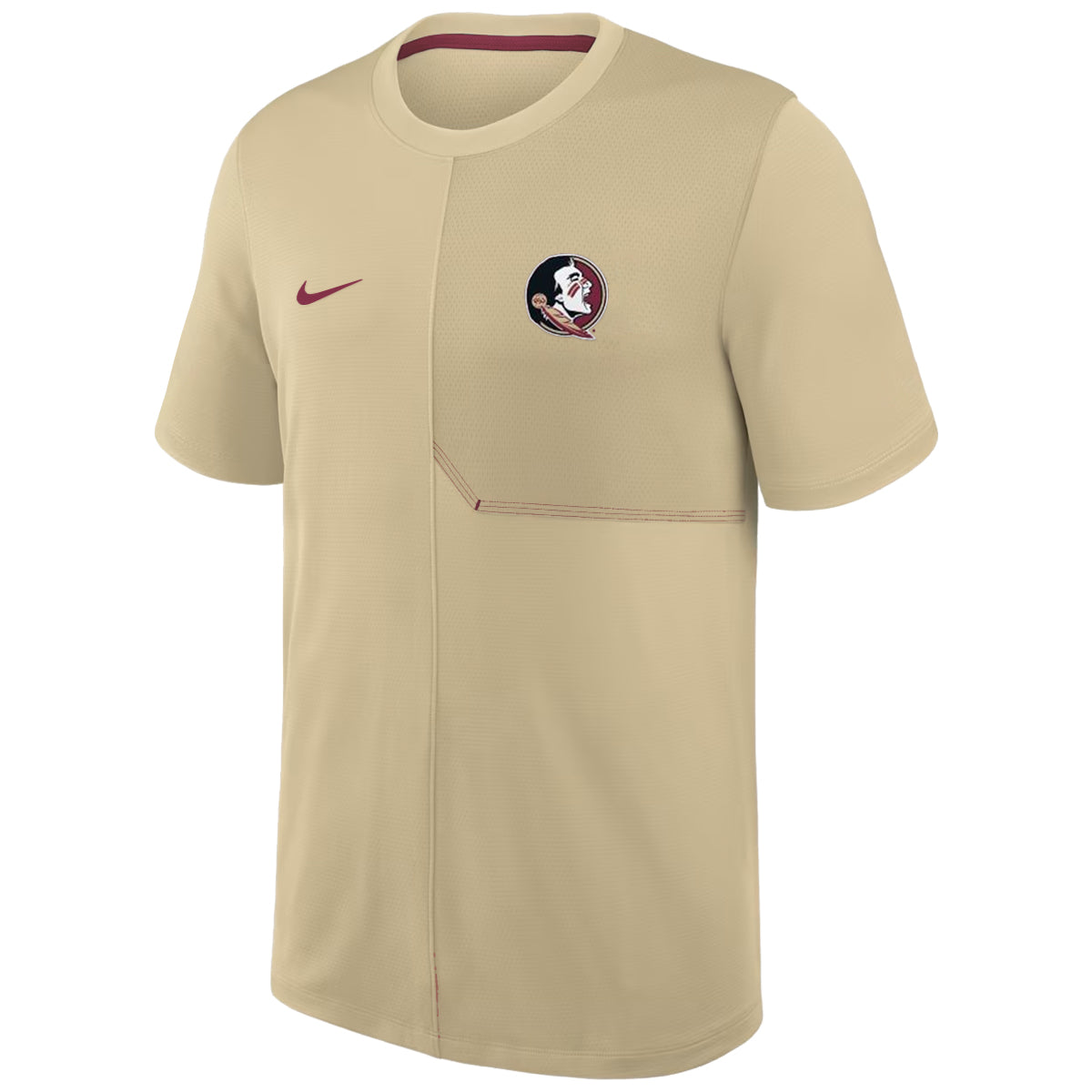 Nike Men's Seminole Logo Dri-fit Short Sleeve Coach UV Top - Gold