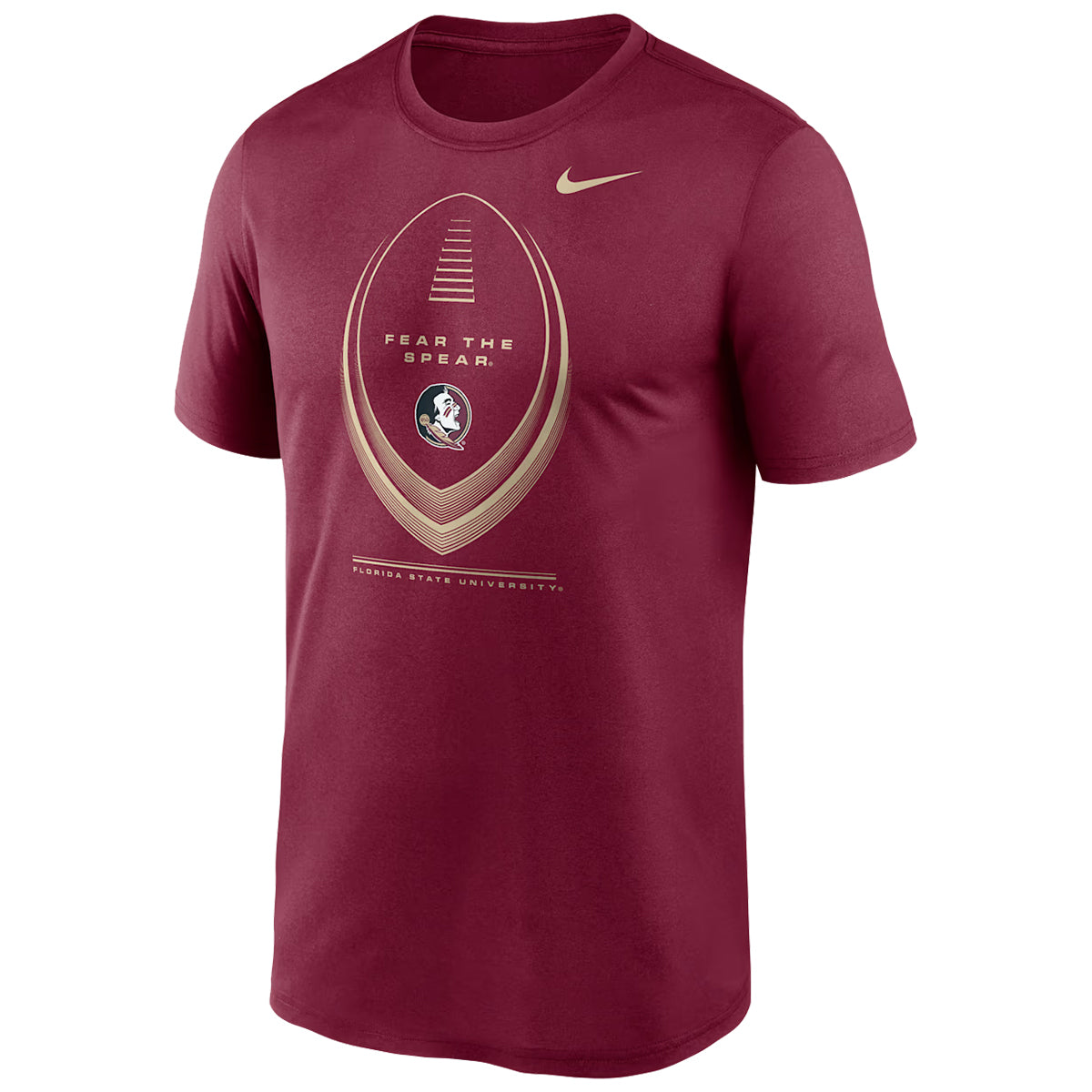 Nike Men's Fear the Spear/Seminole Logo Football Design Short Sleeve Legend Football Icon T-shirt - Garnet