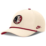 Nike Men's Vault Seminole Logo Adjustable Rise Vintage Structured Hat - Natural/Crimson