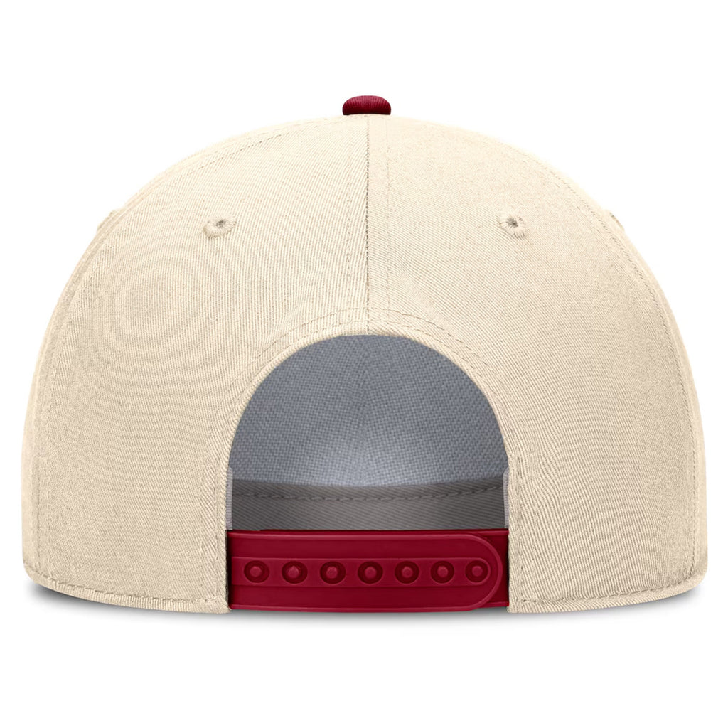 Nike Men's Vault Seminole Logo Adjustable Rise Vintage Structured Hat - Natural/Crimson
