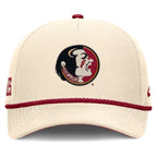 Nike Men's Vault Seminole Logo Adjustable Rise Vintage Structured Hat - Natural/Crimson