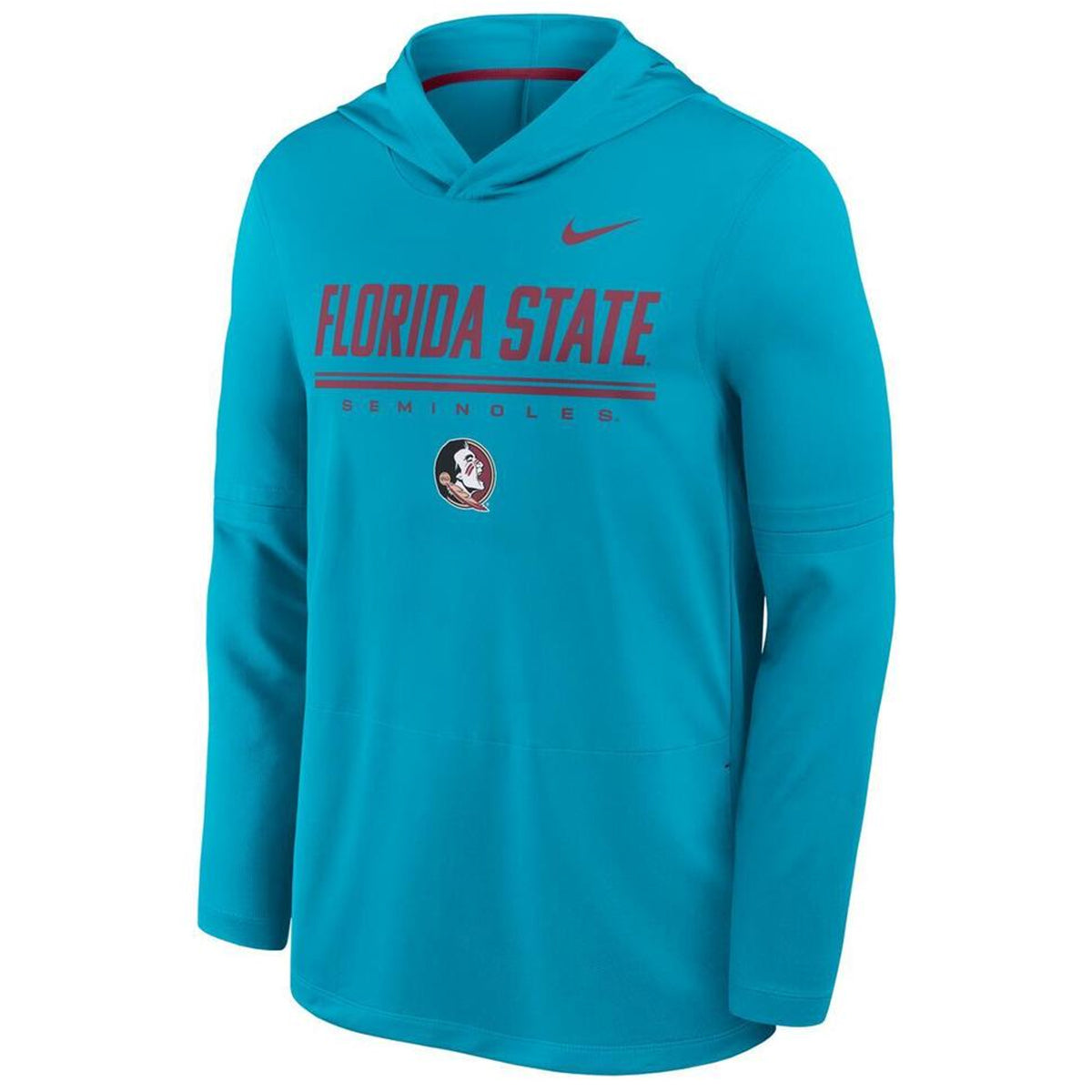 Nike Men's Florida State Seminoles/Seminole Logo Dri-fit Lightweight Long Sleeve Hooded T-shirt - Turquoise