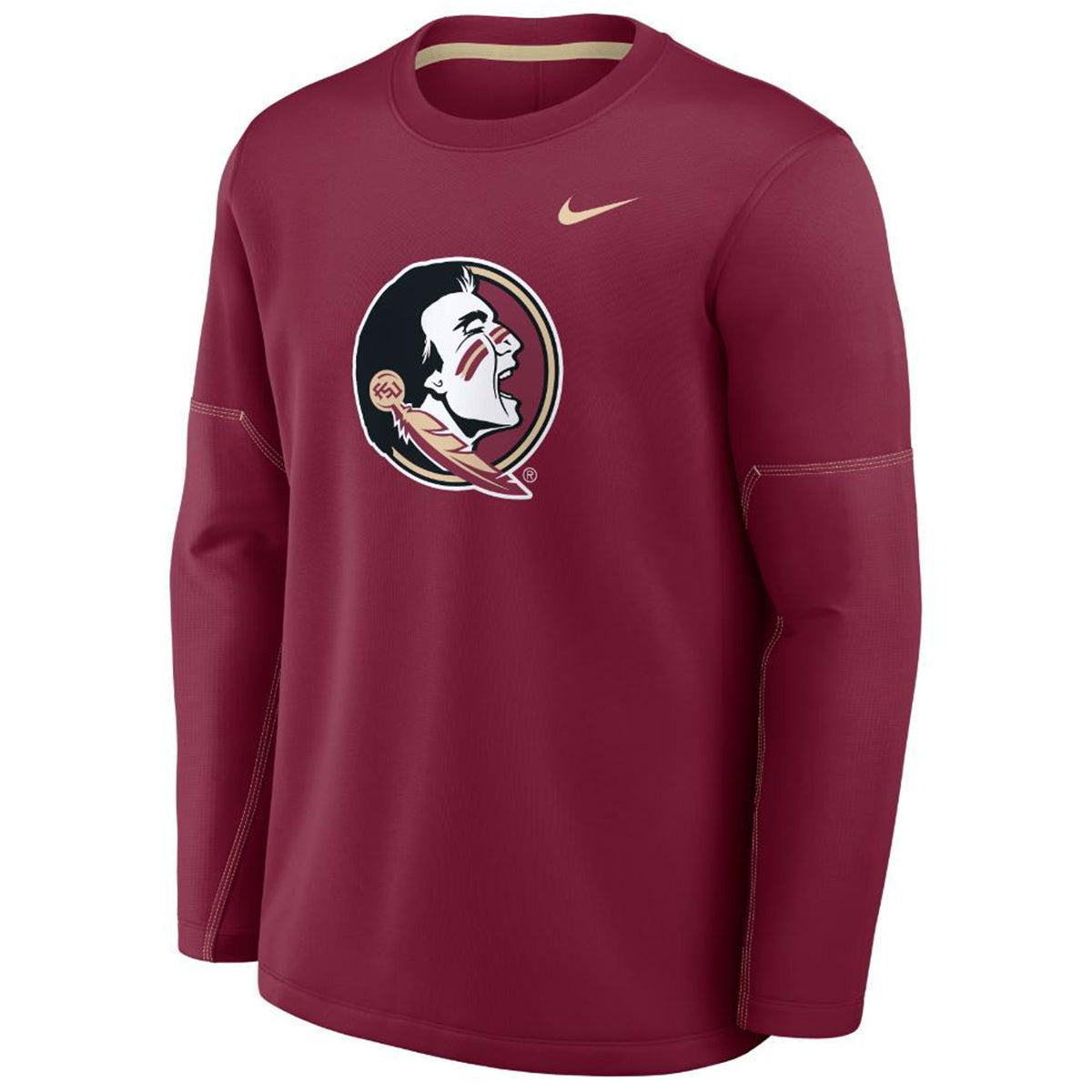 Nike Men's Seminole Logo Midweight Long Sleeve Crew - Garnet