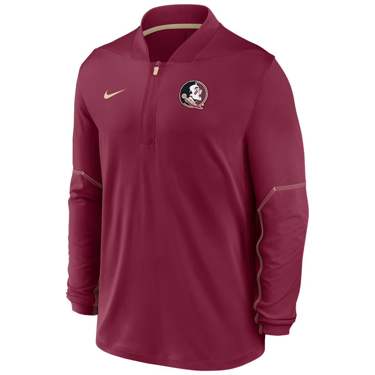 Nike Men's Seminole Logo Dri-fit Midweight Long Sleeve 1/2 Zip Jacket - Garnet
