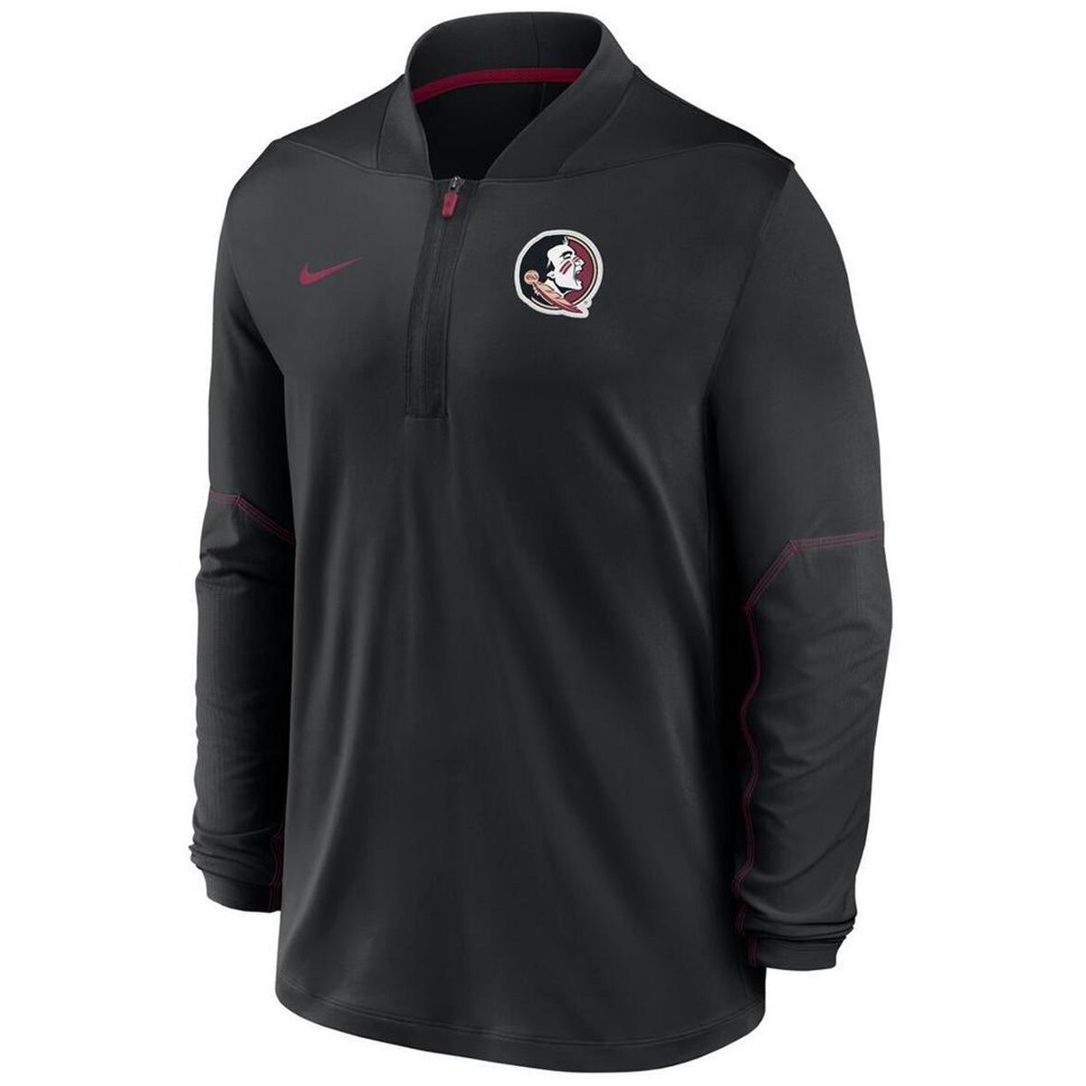 Nike Men's Seminole Logo Dri-fit Midweight Long Sleeve 1/2 Zip Jacket - Black