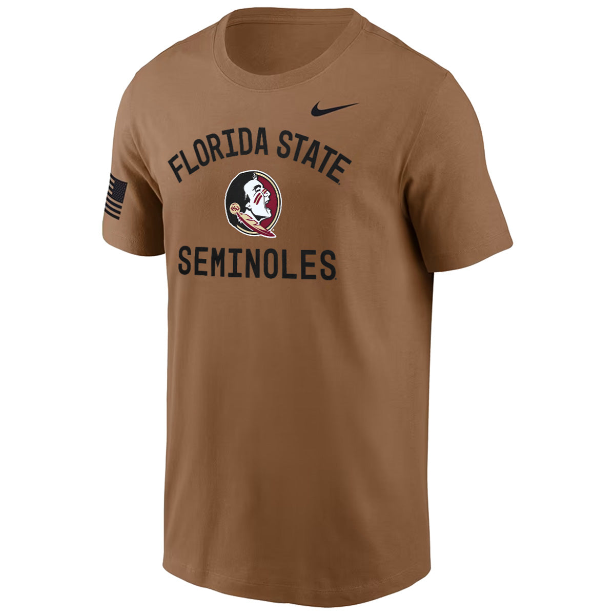Nike Men's Florida State Seminoles/Seminole Logo Military Design Short Sleeve Dri-fit T-shirt - Brown