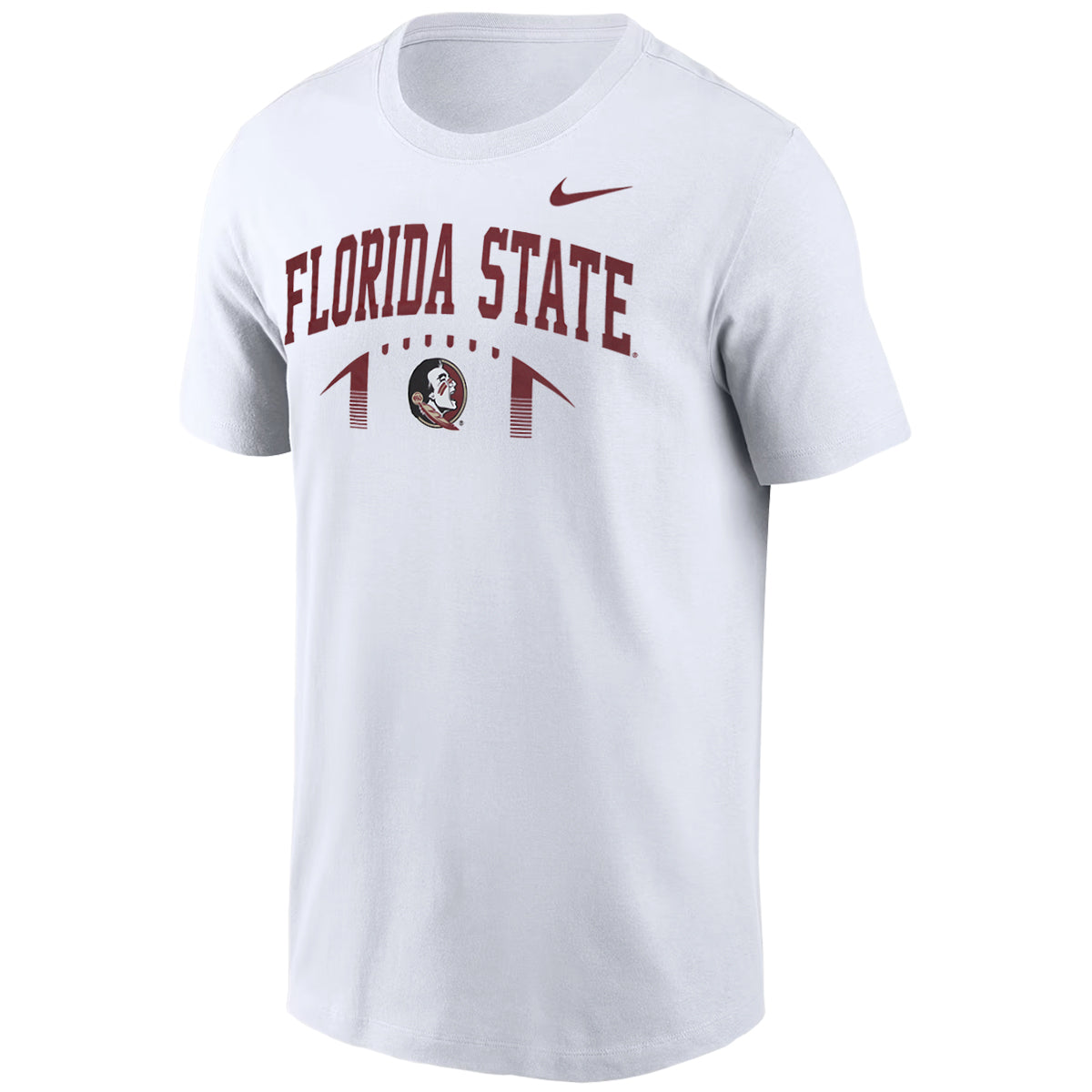 Nike Men's Florida State/Seminole Logo Football Design Short Sleeve Cotton T-shirt - White