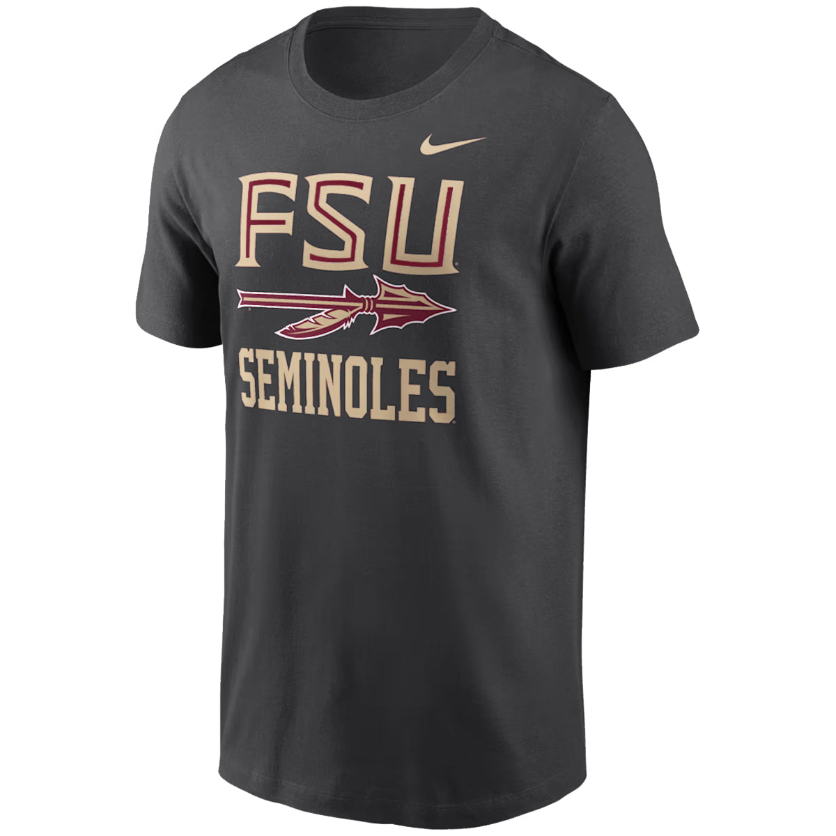 Nike Men's FSU Seminoles Spear Design Short Sleeve Cotton T-shirt - Anthracite