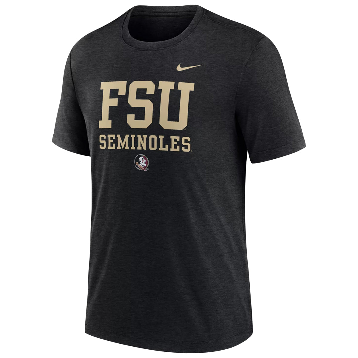 Nike Men's FSU Seminoles/Seminole Logo Short Sleeve Tri-blend T-shirt - Black