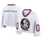 Nike Women's Seminole Logo Oversized Short Sleeve Crop Jersey - White