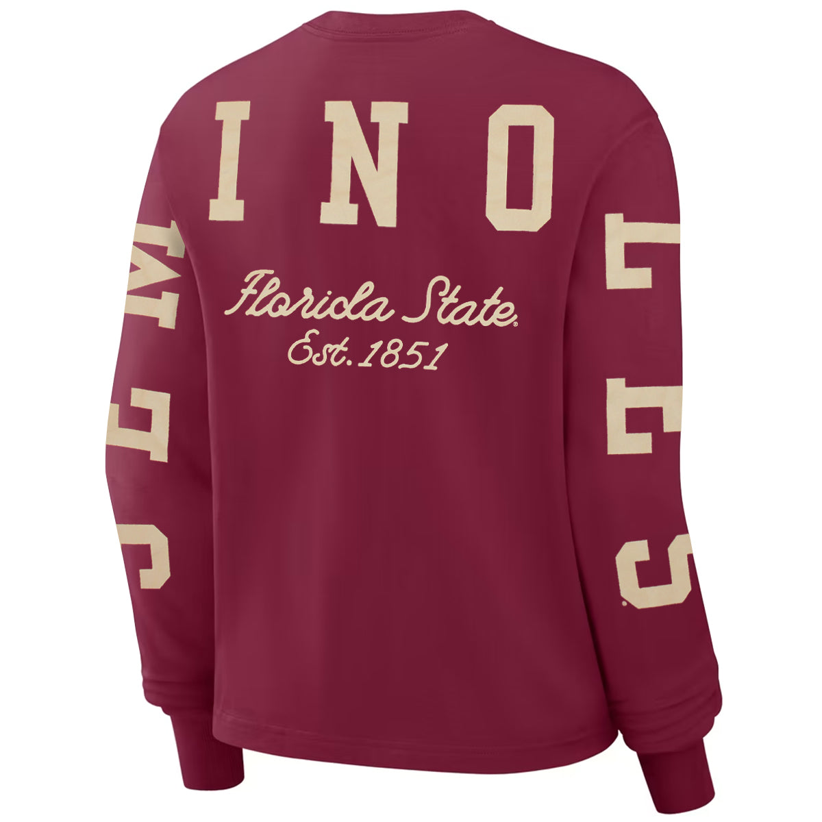 Nike Women's Stacked FSU/Seminoles Long Sleeve Boxy T-shirt - Garnet