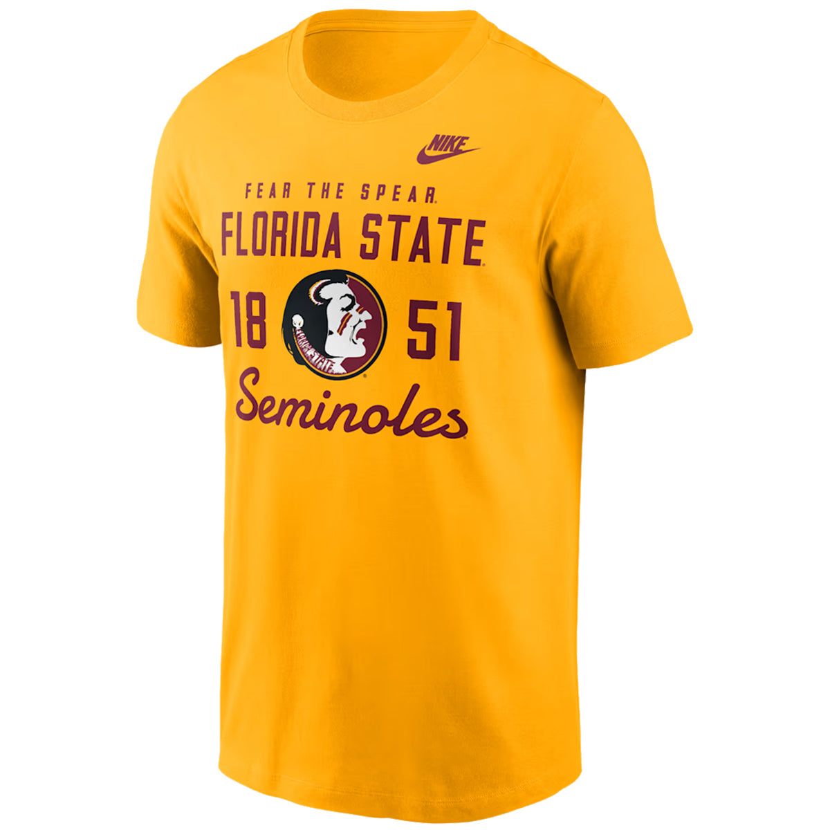 Nike Men's Vault Florida State Seminoles/Seminole Logo Design Short Sleeve Cotton T-shirt - Gold