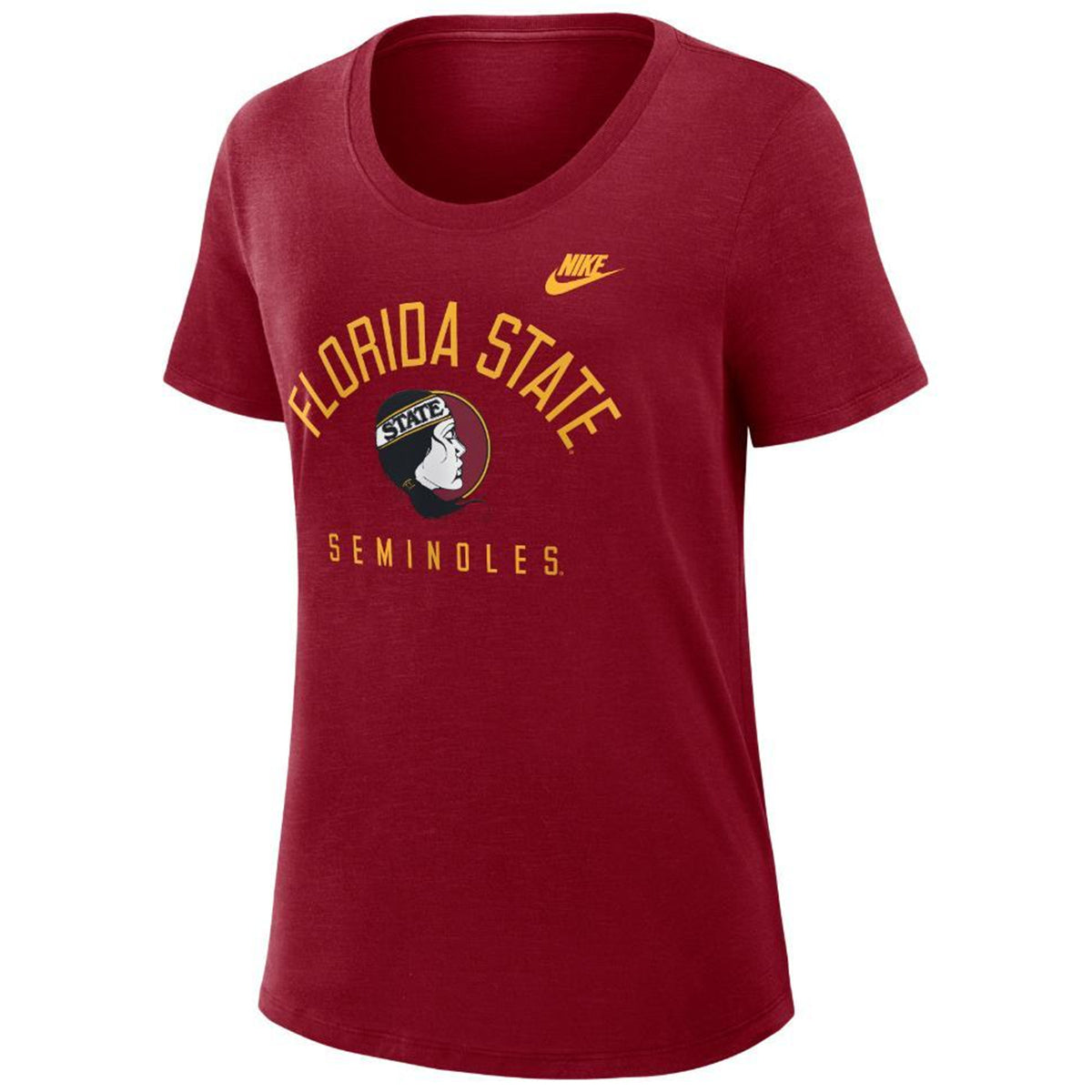 Nike Women's Vault Florida State Seminoles/Lady Seminole Logo Legacy Arch Short Sleeve Slub T-shirt - Crimson