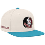 Nike Men's Seminole Logo Pro Snapback Adjustable Hat - Stone/Turquoise