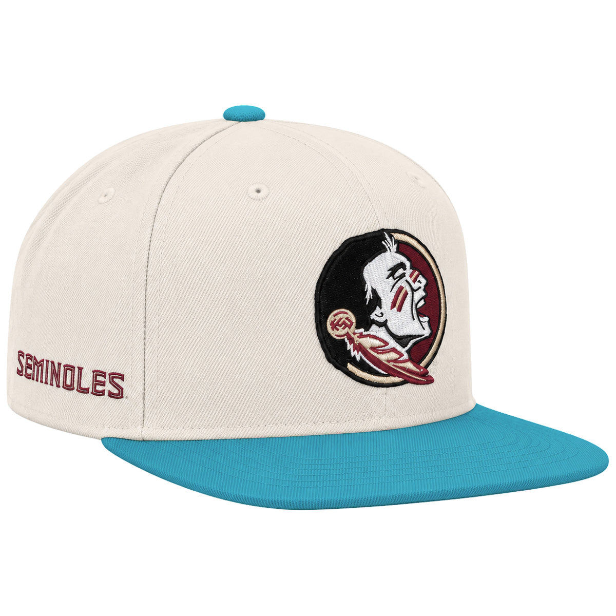 Nike Men's Seminole Logo Pro Snapback Adjustable Hat - Stone/Turquoise