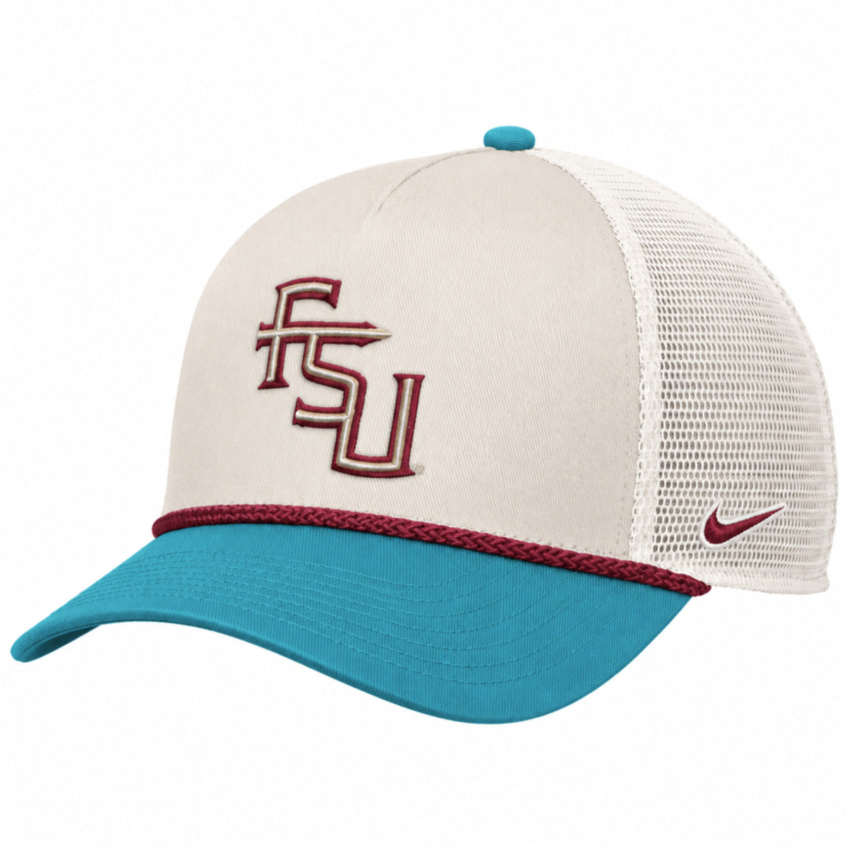 Nike Men's Stacked FSU Rise Structured Adjustable Trucker Hat - Stone/Turquoise