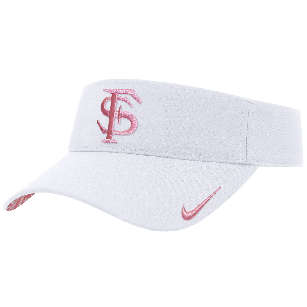 Nike Men's Pink Interlocking FS Adjustable Visor - White