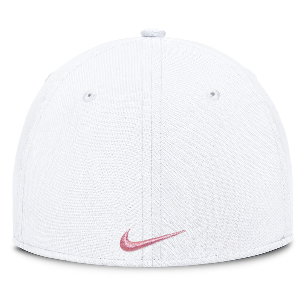 Nike Men's Pink Stacked FSU/Tribal Pattern Under Bill Structured Swooshflex Hat - White