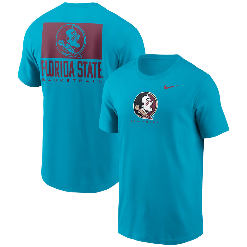 Nike Men's Seminole Logo/Seminoles/Florida State Basketball Dri-fit Cotton Short Sleeve T-shirt - Turquoise