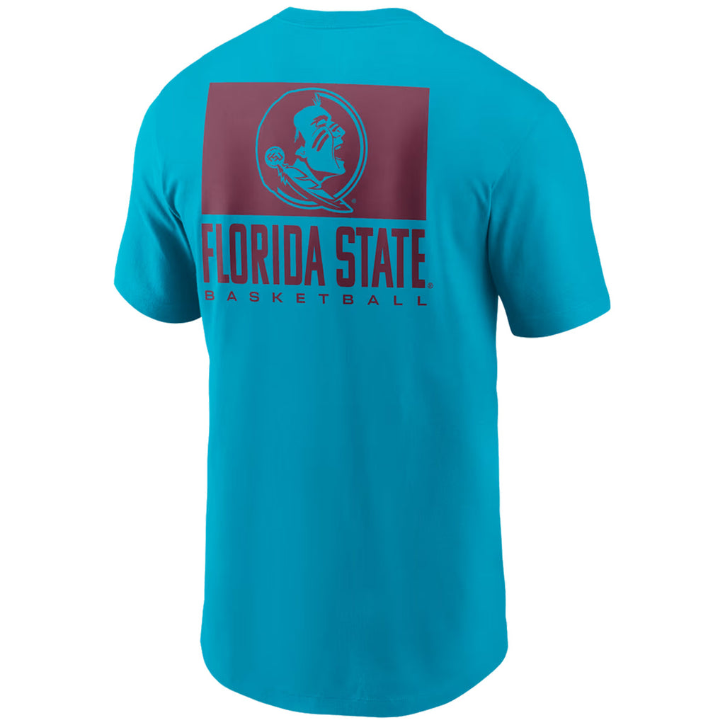 Nike Men's Seminole Logo/Seminoles/Florida State Basketball Dri-fit Cotton Short Sleeve T-shirt - Turquoise