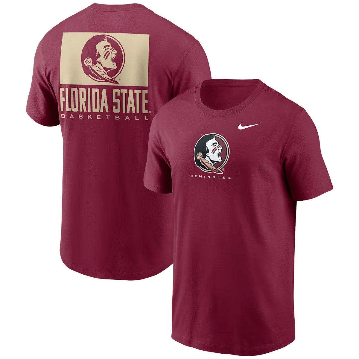 Nike Men's Seminole Logo/Seminoles/Florida State Basketball Short Sleeve Dri-fit Cotton T-shirt - Garnet