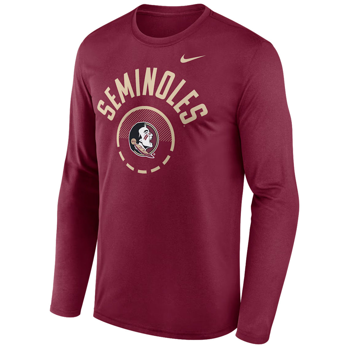 Nike Men's Seminoles/Seminole Logo Basketball Design Dri-fit Legend Long Sleeve Shoot Shirt - Garnet