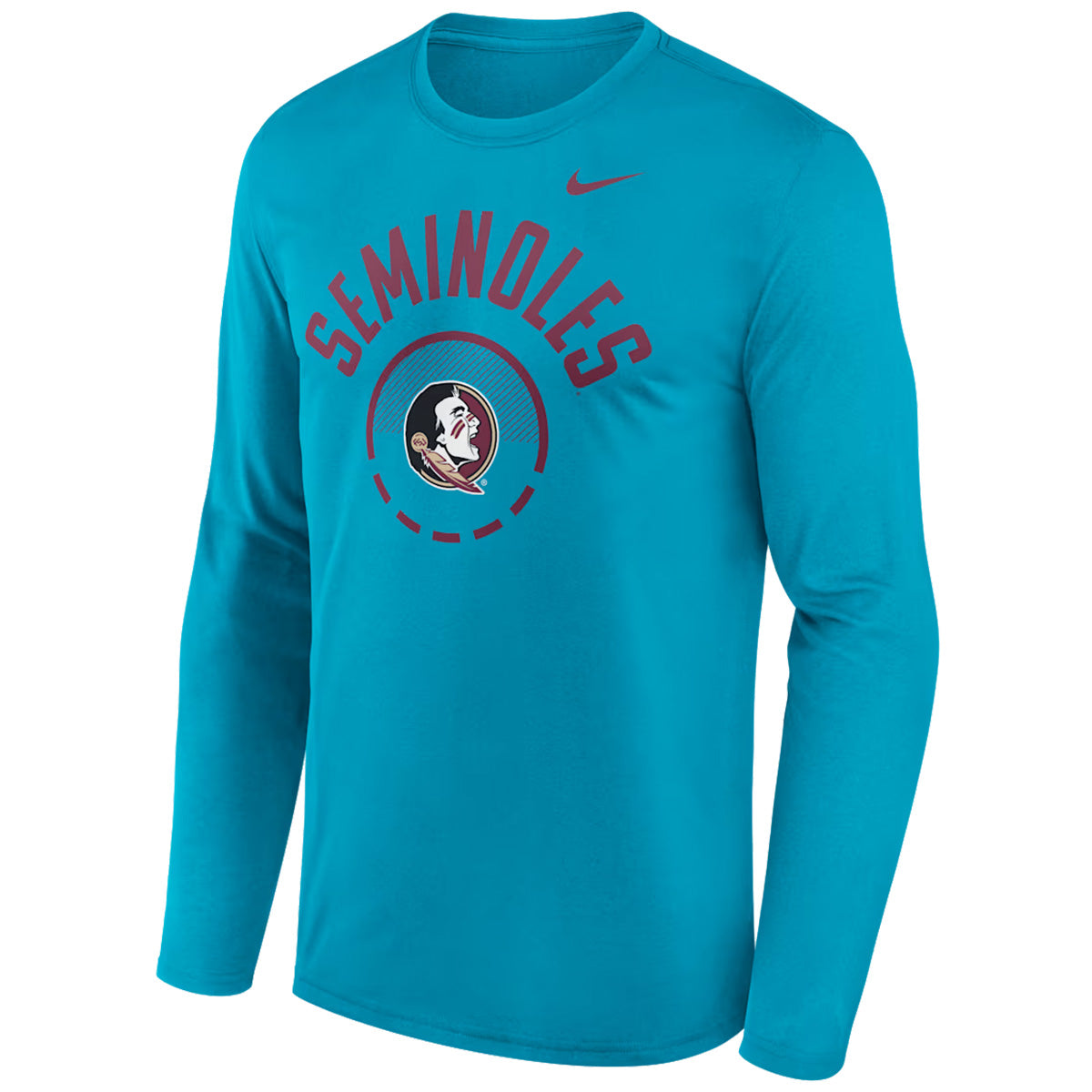 Nike Men's Seminoles/Seminole Logo Basketball Design Dri-fit Legend Long Sleeve Shoot Shirt - Turquoise