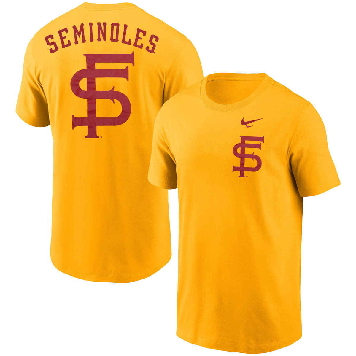 Nike Men's Vault Interlocking FS/Seminoles Short Sleeve T-shirt - Gold