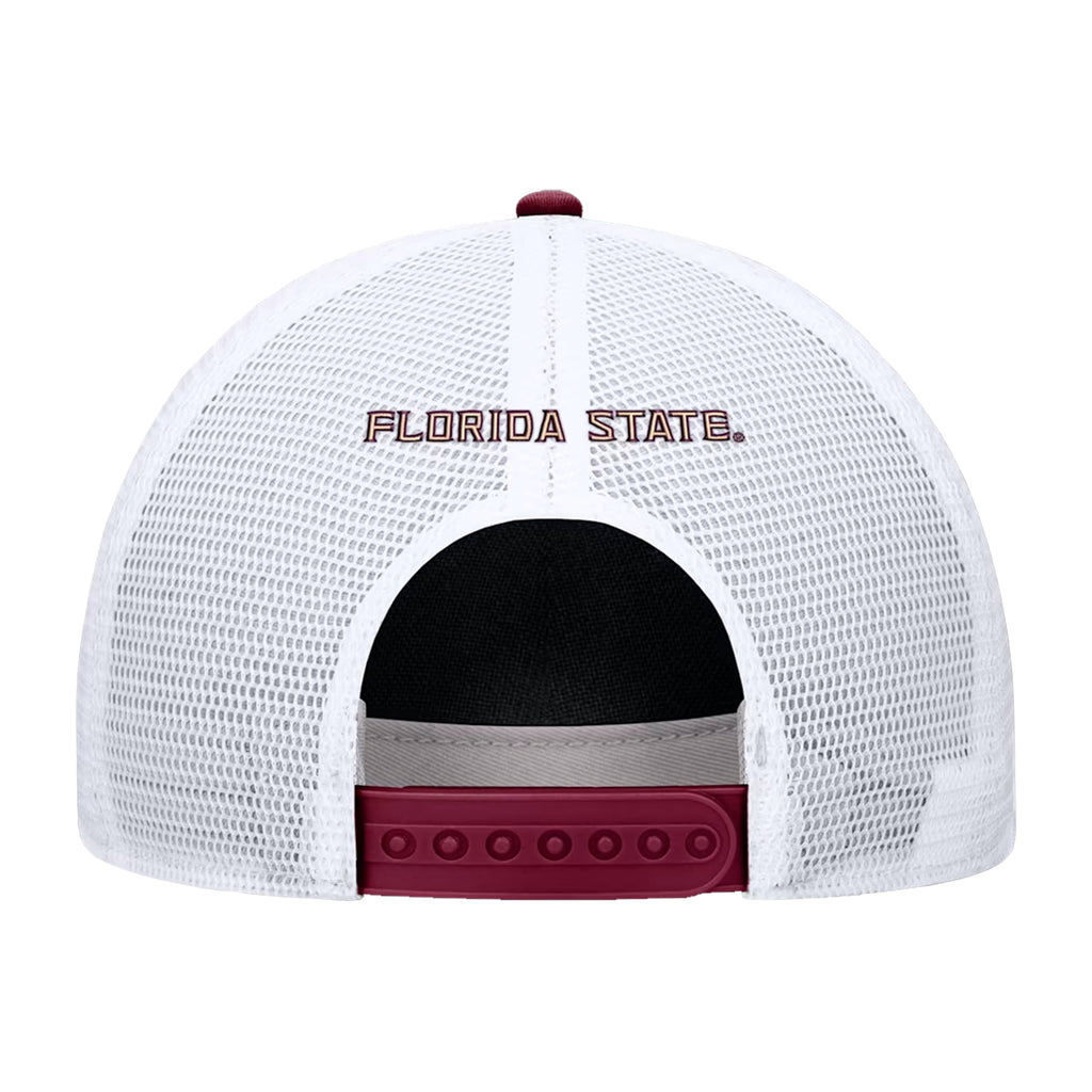 Nike Men's Seminole Logo Patch Adjustable Rise Gameday Rope Trucker Hat - Garnet/White