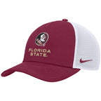 Nike Men's Seminole Logo Florida State Adjustable Rise Gameday Trucker Hat - Garnet/White