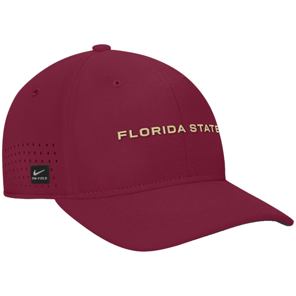 Nike Men's Florida State Dri-fit Club Gameday Aero Bill Swooshflex Hat - Garnet